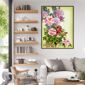 Tranh Hoa Mẫu Đơn Khoe Sắc Rực Rỡ