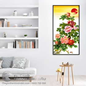 Tranh Hoa Mẫu Đơn Và Mặt Trăng