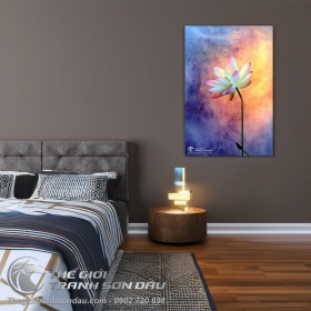 Tranh Hoa Sen Trắng Trong Sương Khói