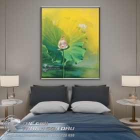 Tranh Hoa Sen Trắng Và Con Chuồn Chuồn