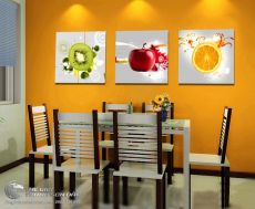 Tranh Kiwi Táo Cam Bộ Ba Bức Treo Phòng Bếp
