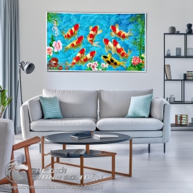 Tranh Mẫu Đơn Hoa Lan Và Cá Chép