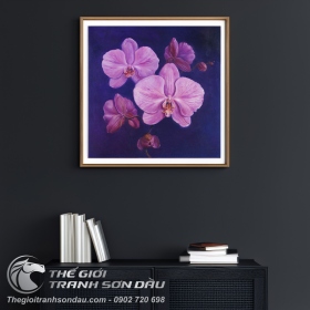 Tranh Năm Bông Hoa Lan Tím