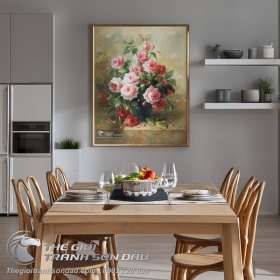 Tranh Nghệ Thuật Lọ Hoa Hồng Đẹp Thanh Tao