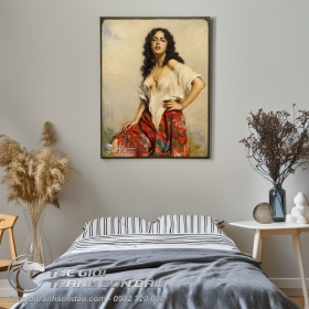 Tranh Nghệ Thuật Thiếu Nữ Khoe Bờ Vai Quyến Rũ