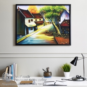 Tranh Phố Cổ Việt Nam Lá Rụng