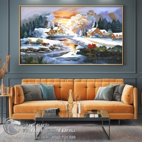 Tranh Phong Cảnh Bình Minh Giữa Mùa Đông