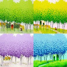 Tranh Phong Cảnh Bốn Mùa Trang Trí Phòng Khách