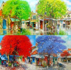 Tranh Phong Cảnh Bốn Mùa Xuân Hạ Thu Đông Đẹp