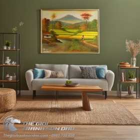 Tranh Phong Cảnh Cánh Đồng Lúa Chín Vàng
