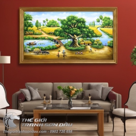 Tranh Phong Cảnh Cây Đa Quê Hương