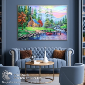 Tranh Phong Cảnh Ngôi Nhà Giữa Rừng