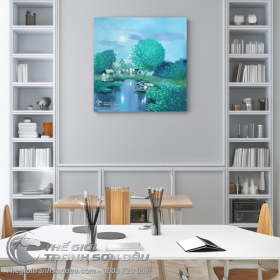 Tranh Phong Cảnh Quê Hương Ánh Trăng