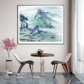 Tranh Phong Cảnh Sông Núi Vẽ Tay Tuyệt Đẹp