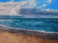 Tranh Phong Cảnh Vẽ Biển Sóng Vỗ Rì Rào