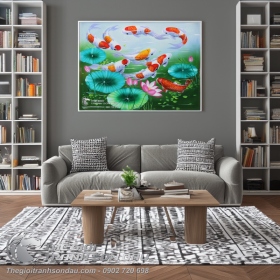 Tranh Phong Thủy Chín Con Cá Chép Cửu Ngư