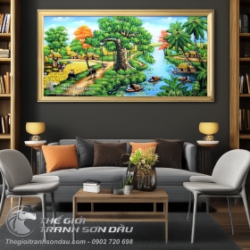 Tranh Quê Hương Cây Đa Bên Cánh Đồng