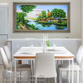 Tranh Quê Hương Mái Nhà Tranh Bên Cầu Tre
