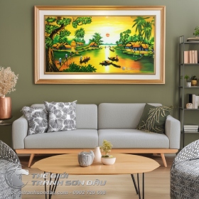 Tranh Quê Hương Sông Nước Dưới Ánh Mặt Trời