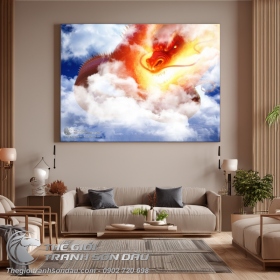 Tranh Rồng Phun Lửa Cận Cảnh