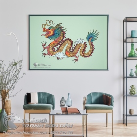 Tranh Rồng Vàng Bay Lên Trời Xanh