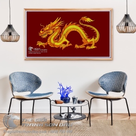 Tranh Rồng Vàng Trên Nền Đỏ Nổi Bật
