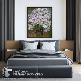 Tranh Sơn Dầu Bình Hoa Cúc Lớn Trang Trí Nhà Bếp Đẹp