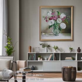 Tranh Sơn Dầu Bình Hoa Tả Thực