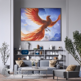 Tranh Sơn Dầu Chim Phượng Hoàng Lửa