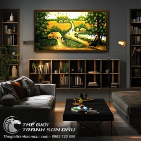 Tranh Sơn Dầu Con Đường Làng Quê