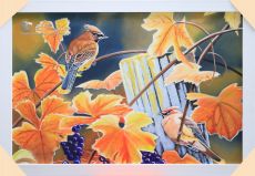 Tranh Sơn Dầu Đôi Chim và Mùa Thu Vàng