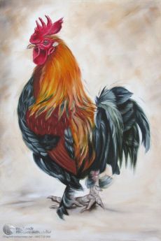 Tranh Sơn Dầu Gà Trống Trang Trí Đẹp