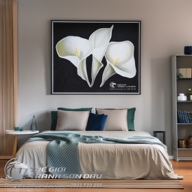 Tranh Sơn Dầu Hiện Đại Hoa Loa Kèn Trắng