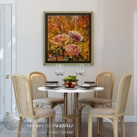 Tranh Sơn Dầu Hoa Cúc Màu Sắc Rực Rỡ