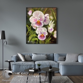 Tranh Sơn Dầu Hoa Lan Đọng Sương