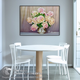 Tranh Sơn Dầu Hoa Mẫu Đơn Tĩnh Vật Cổ Điển