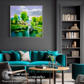 Tranh Sơn Dầu Làng Quê Góc Nhỏ Xưa Cũ