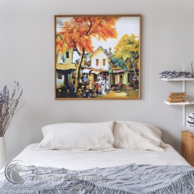 Tranh Sơn Dầu Phố Cổ Mùa Thu Xưa