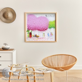 Tranh Sơn Dầu Phố Trát Bay Màu Hồng