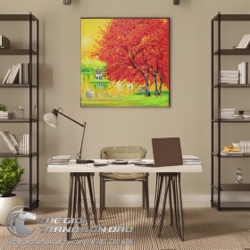 Tranh Sơn Dầu Phong Cảnh Hồ Gươm Vẽ Kiểu Hiện Đại