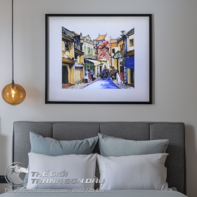 Tranh Sơn Dầu Phong Cảnh Phố Cổ Nghệ Thuật