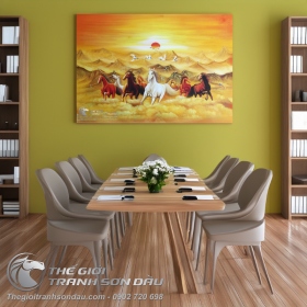 Tranh Sơn Dầu Phong Thủy Bát Mã Dành Cho Người Mệnh Kim