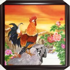 Tranh Sơn Dầu Phong Thủy Chú Gà Trống