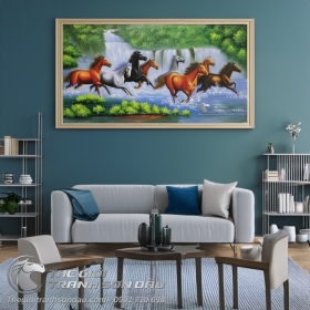 Tranh Sơn Dầu Phong Thủy Mã Đáo Thành Công Cho Người Mạng Mộc