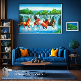 Tranh Sơn Dầu Phong Thủy Mã Đáo Thành Công Hợp Mạng Mộc