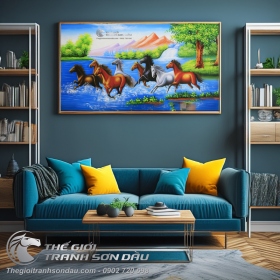 Tranh Sơn Dầu Phong Thủy Mã Đáo Thành Công Tặng Tân Gia