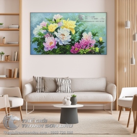 Tranh Sơn Dầu Phong Thủy Mười Hoa Mẫu Đơn