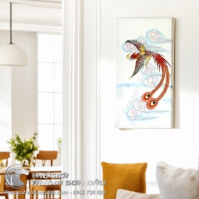 Tranh Sơn Dầu Phượng Hoàng Bay Lên Đẹp