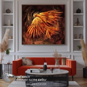 Tranh Sơn Dầu Phượng Hoàng Đất Dũng Mãnh