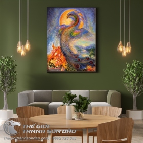 Tranh Sơn Dầu Phượng Hoàng Dưới Ánh Trăng